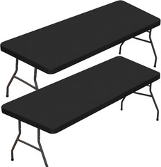 2 Pack Rectangle Fitted Table Covers for 6 Foot Tables – 30″ X 72″ Stretchy Span