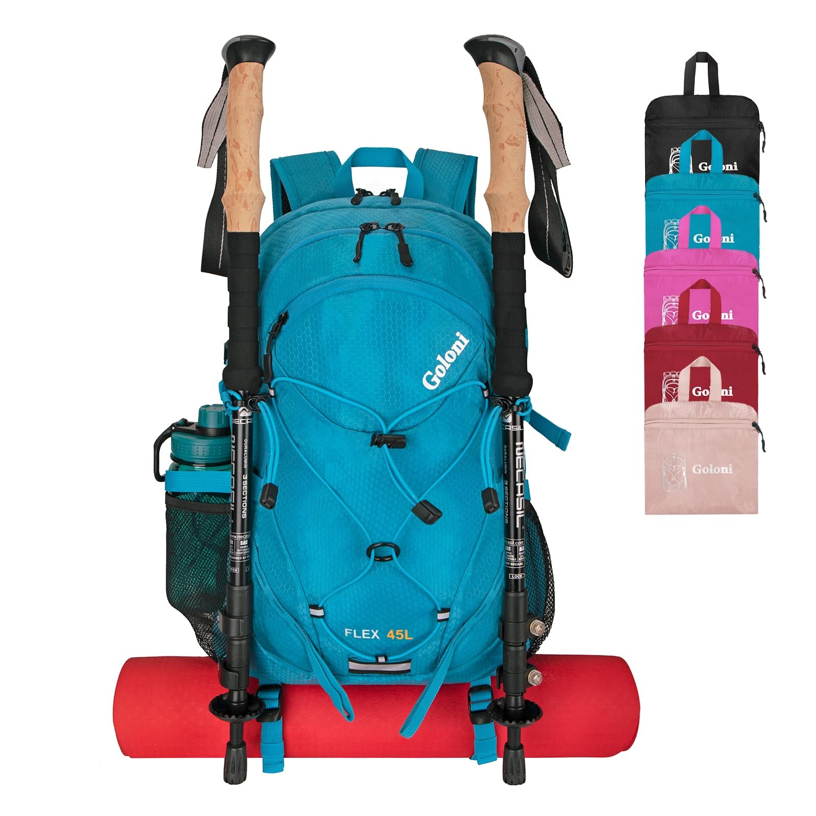 45L Hiking Backpack with Rain Cover, Lightweight Foldable Camping Backpack fo…