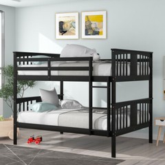 Full Over Full Bunk Bed Wood Bed Frames Full Size Platform Beds White/Gray/Brown