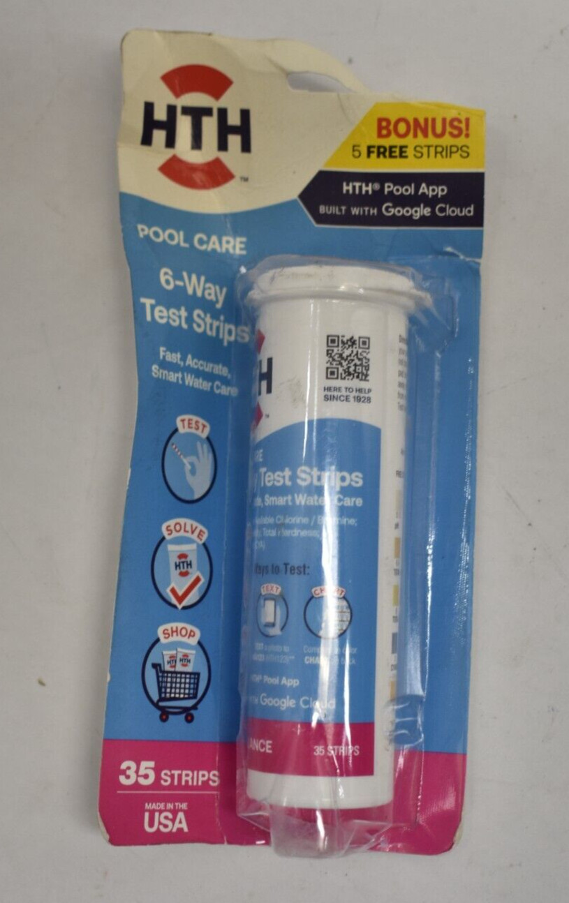 HTH 6 Way Swimming Pool Water Test Strips 35 Piece Pack pH Bromine Hardness gallery