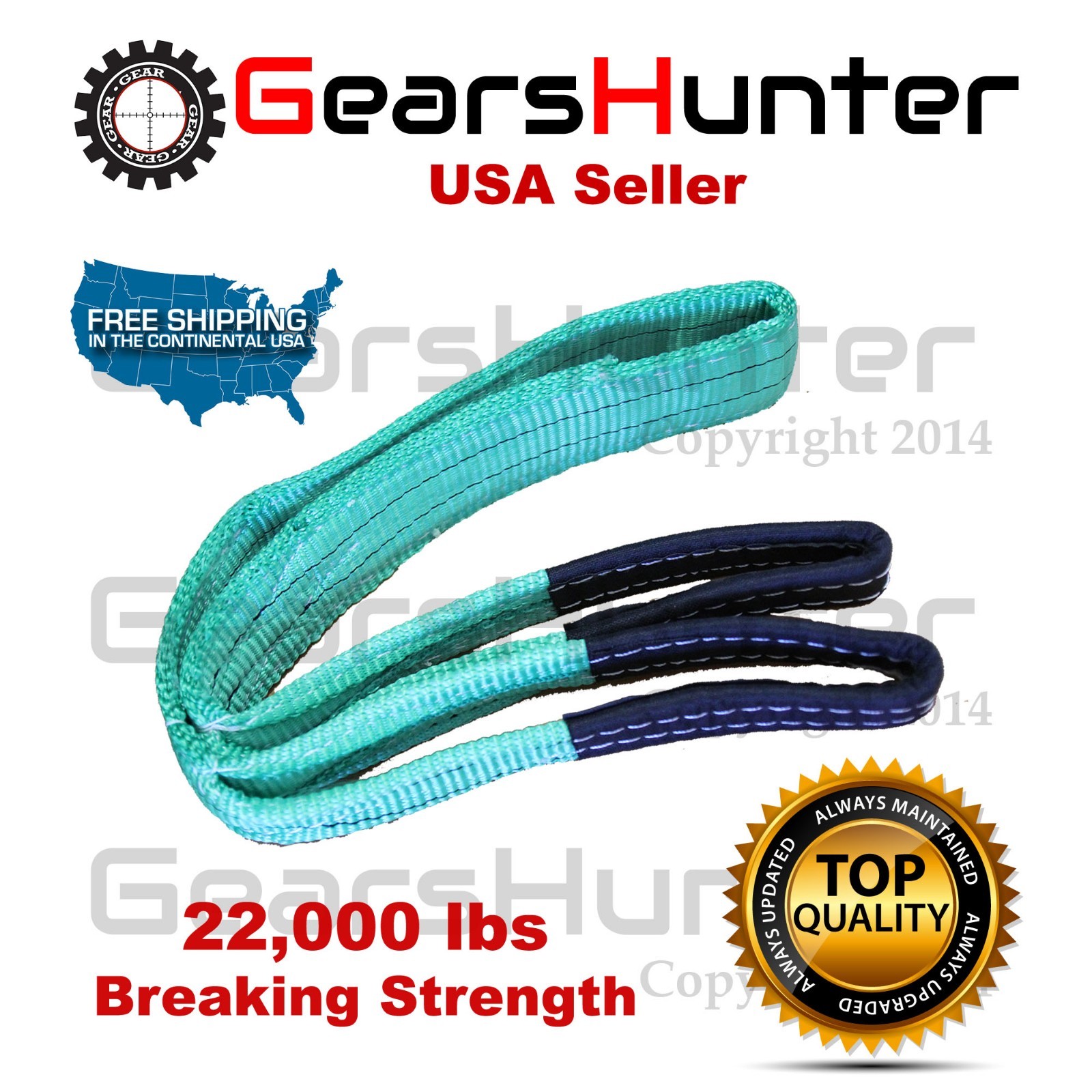 2" (Various Length) 2-Ply Nylon Web Sling Lift Tow Strap Heavy Duty 22000 LBS gallery