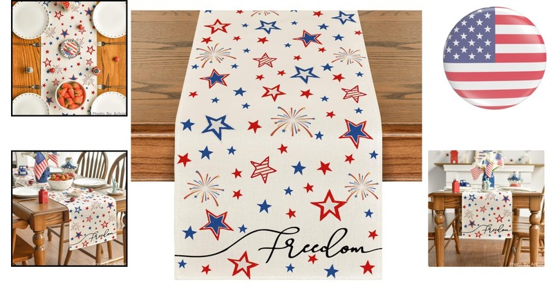 Durable 13 x 72 Polyester Table Runner with Flag Print for Festive Occasions gallery