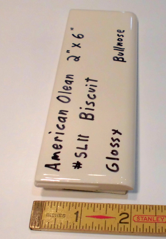 1 pc. Gloss Biscuit: 2" X 6" Surface Bullnose Ceramic Tile, by American Olean gallery