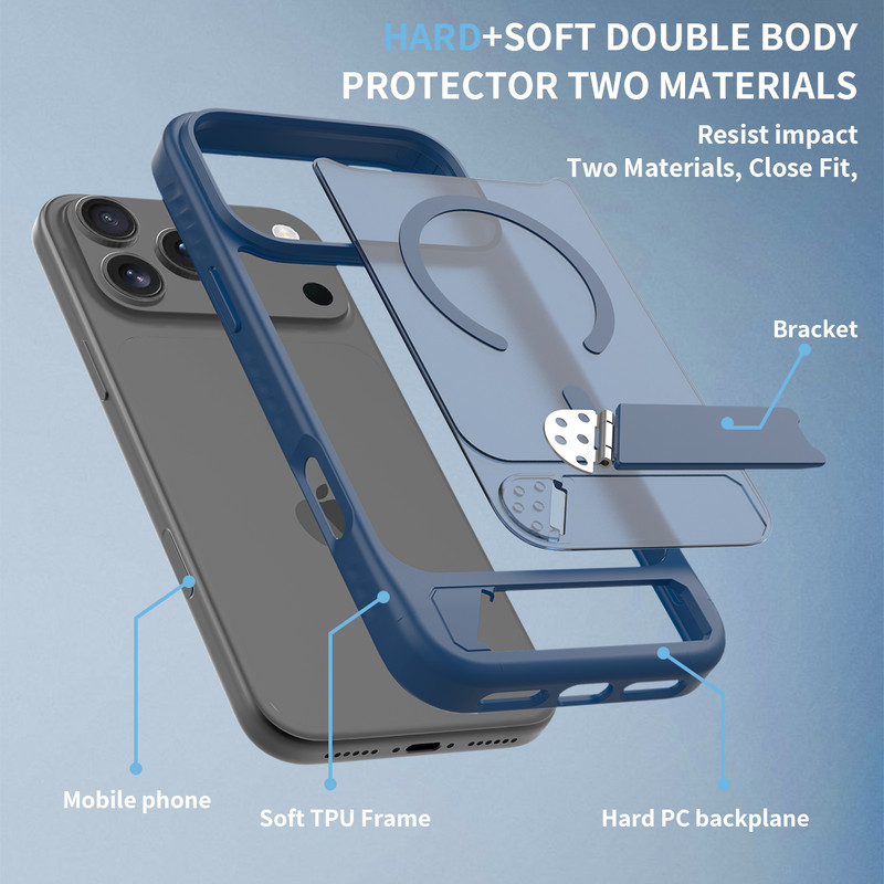 For iPhone 17 16 Pro Max 15 14 13 12 MagSafe Magnetic Shockproof Kickstand Case gallery