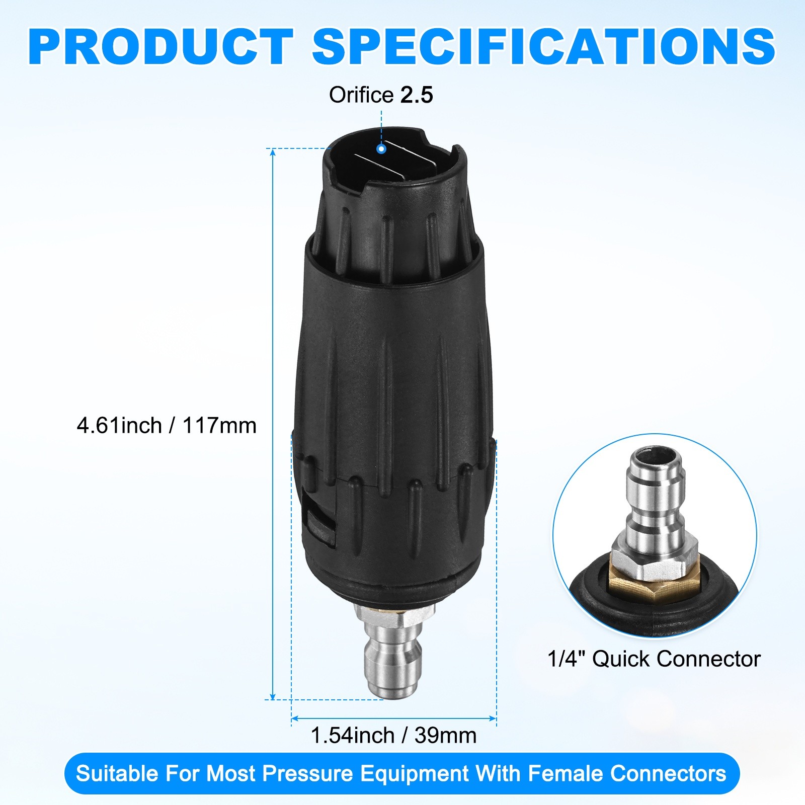 1-Pack Pressure Washer Tips, Adjustable Pressure Washer Nozzle, 2.5GPM [Black] gallery
