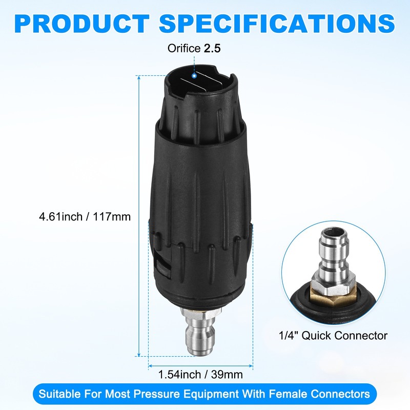 1-Pack Pressure Washer Tips, Adjustable Pressure Washer Nozzle, 2.5GPM [Black] gallery