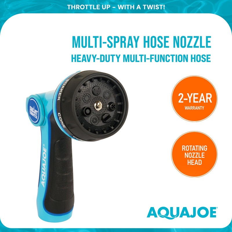 Aqua Joe Multi-Function Hose Nozzle with Smart Throttle and 7 Sprayer Patterns gallery