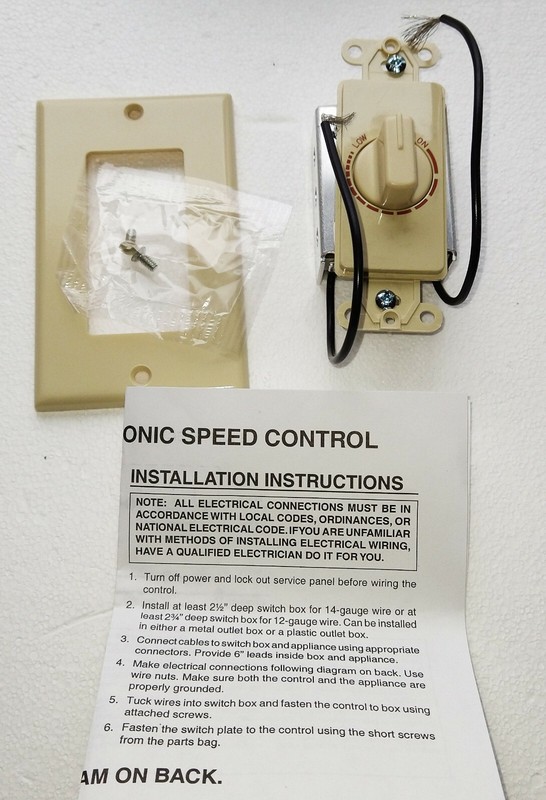 Electronic Control Variable Speed Broan 120 volts 3.0 AMPS 57V Ivory gallery