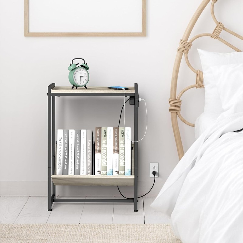 2-Tier Mobile Printer Cart Printer Shelf Charging Station Rolling Printer Table gallery