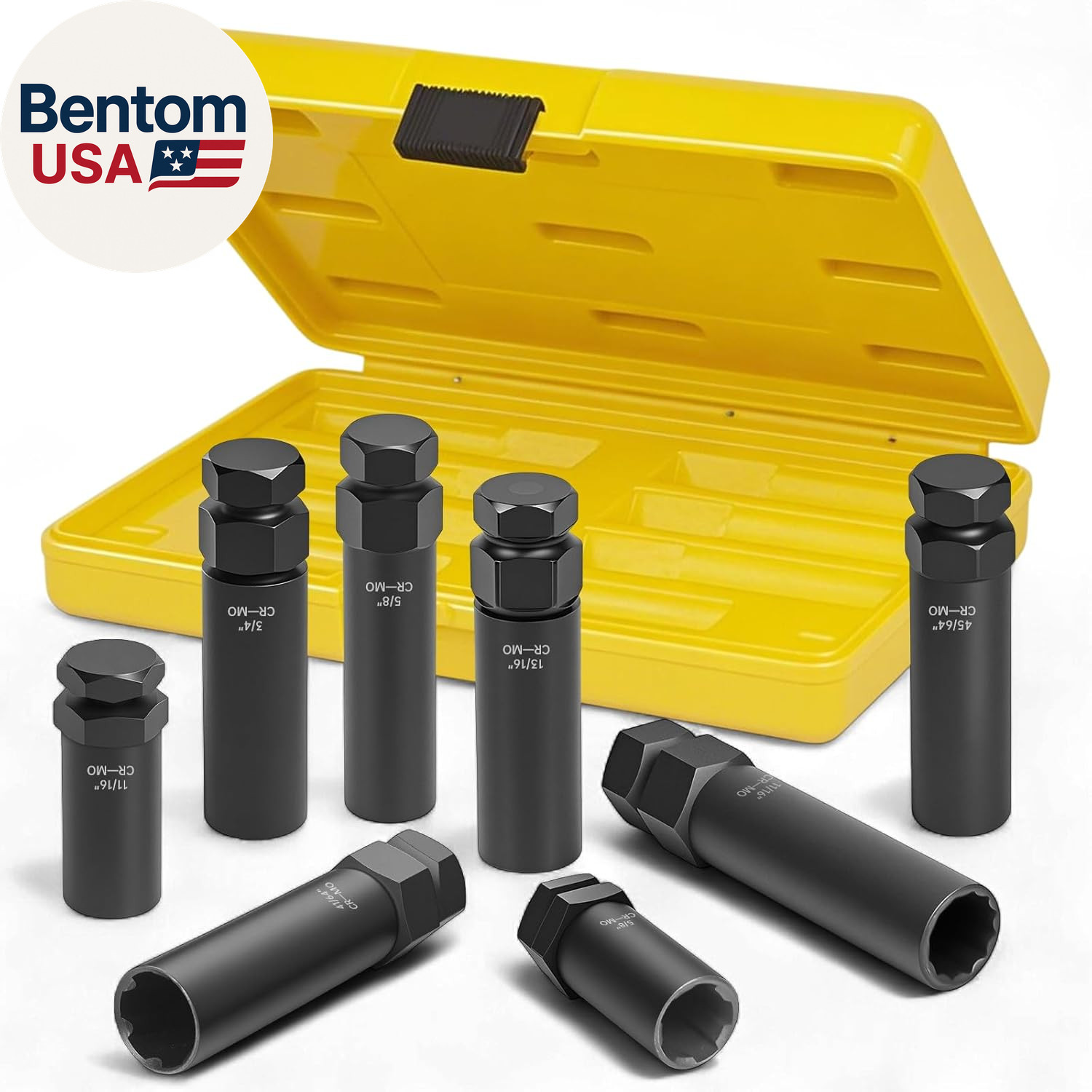8PCS Spline Lug Nuts Socket Set, SAE & Metric Locking Nuts Removal Tool Kit for gallery