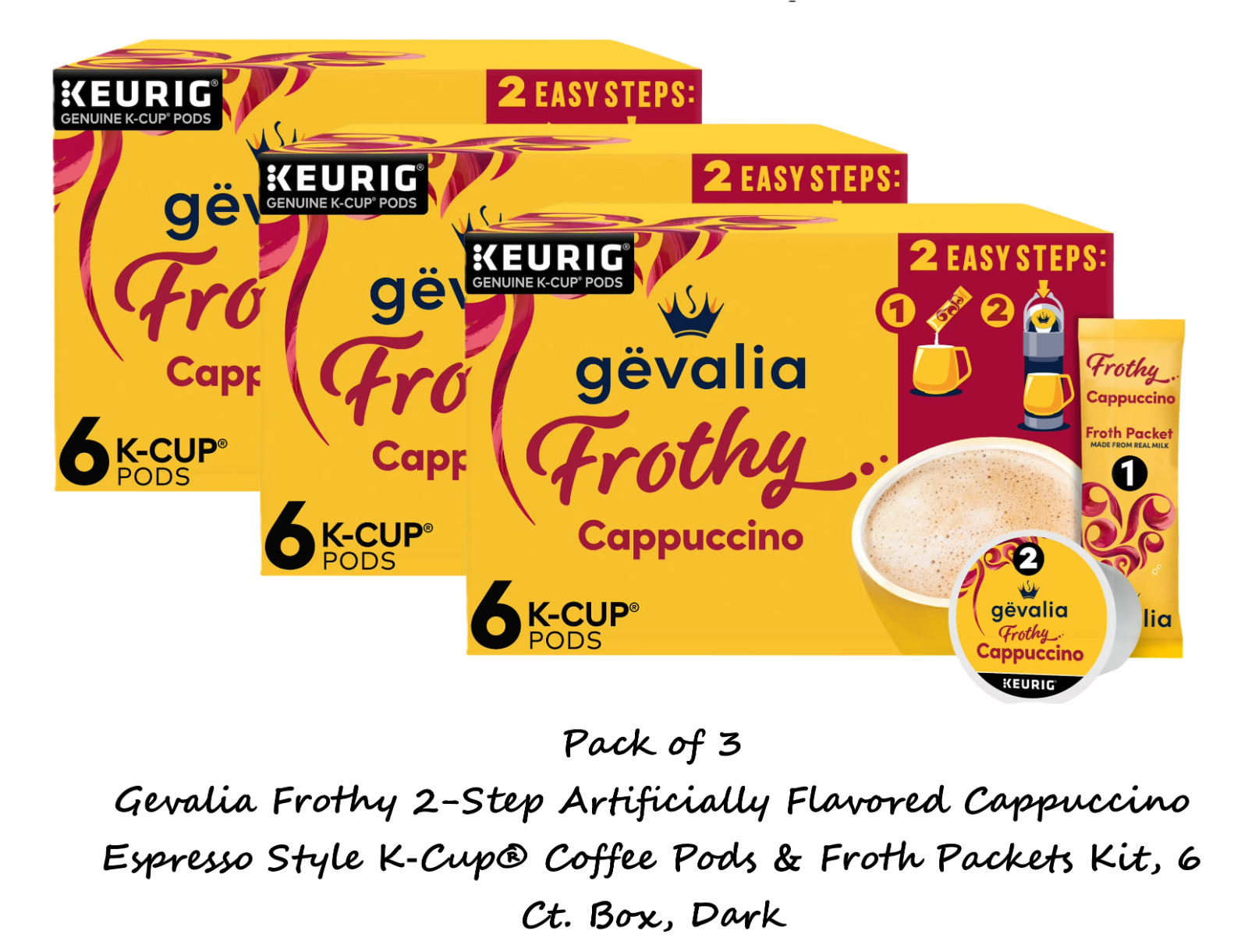 (3 Pack) Gevalia Frothy 2-Step Cappuccino Espresso K‐Cup® Coffee Pods, 6 Ct. Box gallery