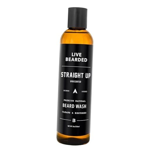 Beard Wash, 8 fl oz - Water-Based Face Cleanser Straight Up - Fragrance-Free gallery