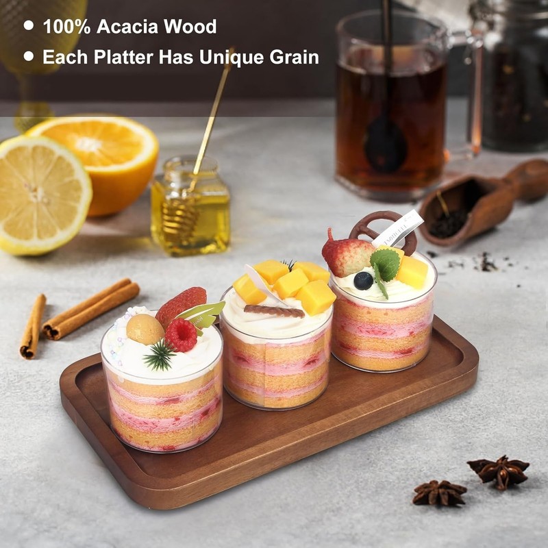 Wooden Serving Tray Small Rectangular Mini Charcuterie Board Acacia Wood gallery