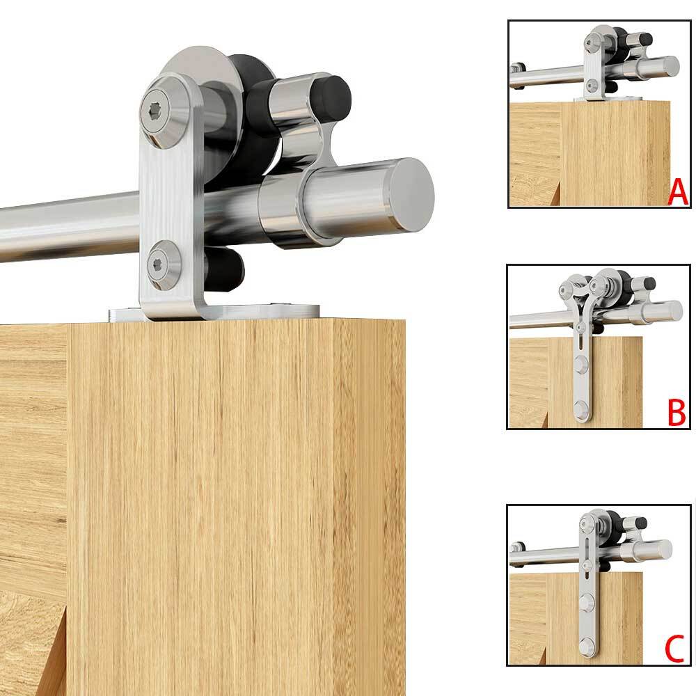CCJH 4-16FT Stainless Steel Sliding Barn Door Hardware Closet Kit Single/Double gallery