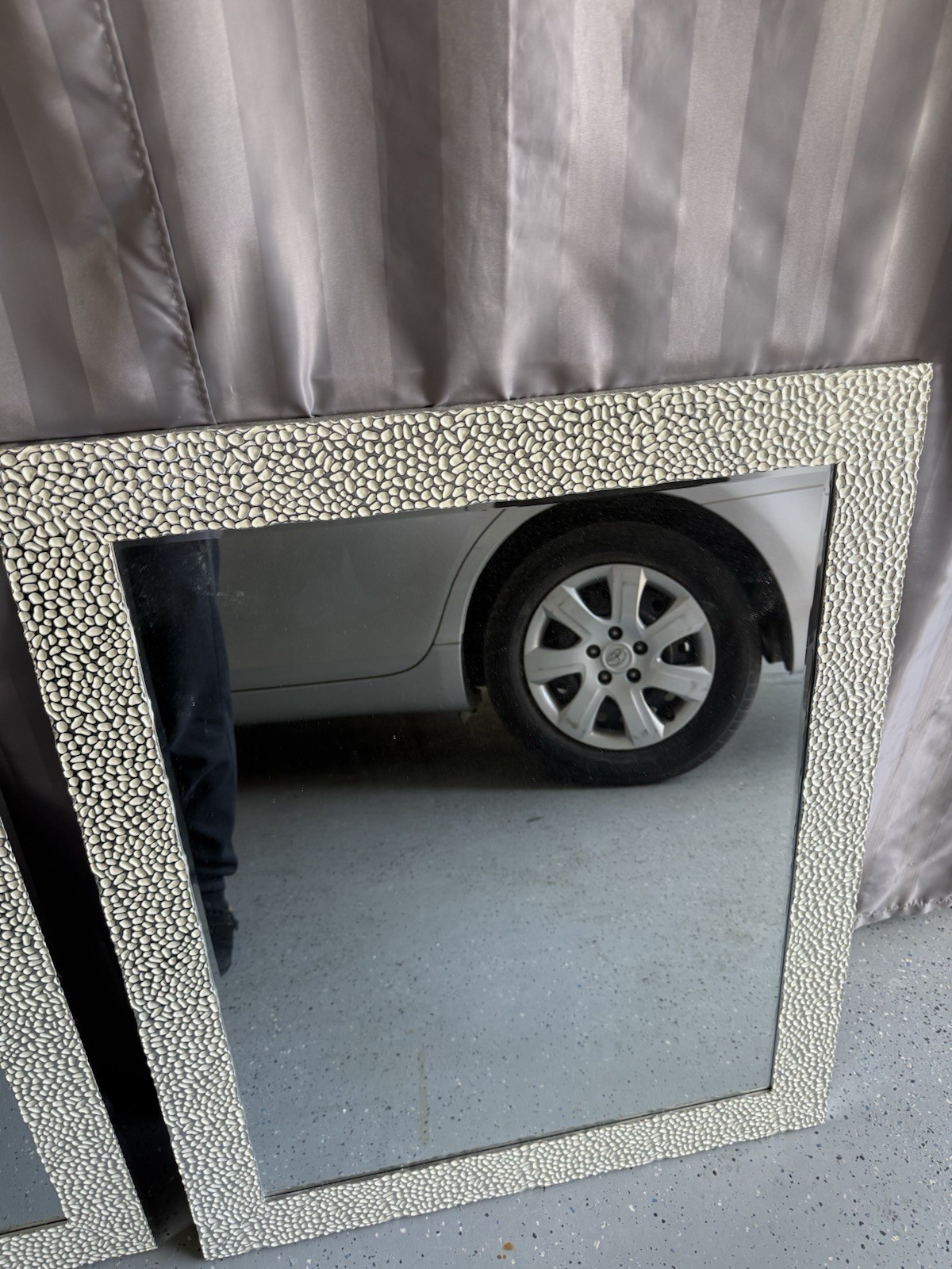 Set of 2 Framed White Rectangular Wall Mirrors, Vertical, 32 x 28 in gallery