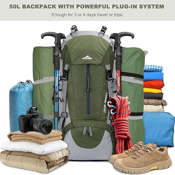 Upgraded 50L Outdoor Backpack - Waterproof, Lightweight with Multiple Pockets 4