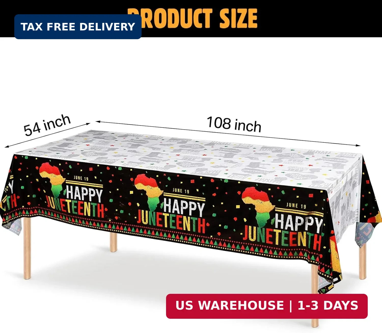 3 Pcs Juneteenth Tablecloths Happy Juneteenth Table Decorations Plastic Black Hi gallery