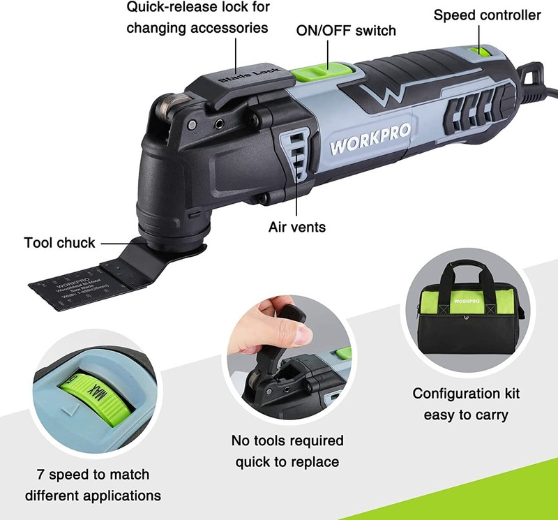 WORKPRO Oscillating Multi-Tool Kit Corded Quick-Lock Replaceable Oscillating Saw gallery