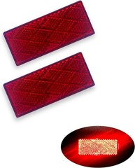 DOT CCC Certified 2-Piece Red Rectangle Self-Adhesive Reflectors fo Color: Red