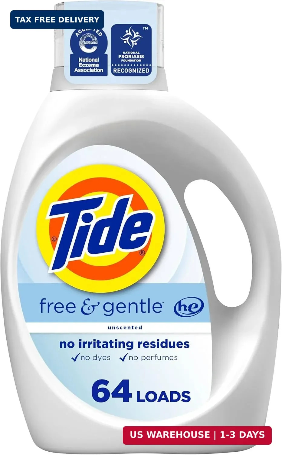 Tide Free & Gentle Liquid Laundry Detergent, 64 Loads, 84 fl oz, Tide Laundry De gallery