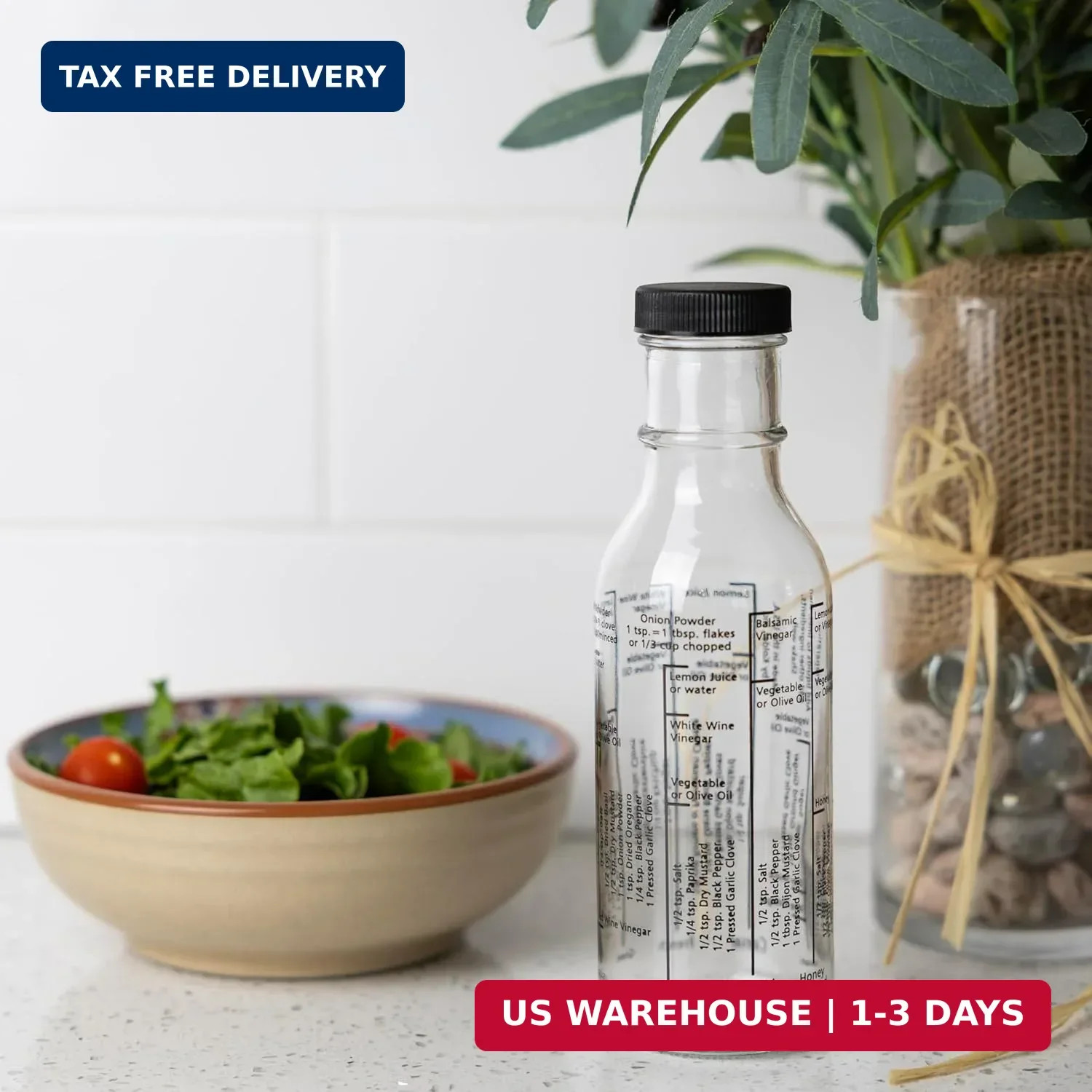 Fox Run Glass Salad Dressing Shaker Bottle, 300 ml/10.15 oz Dressing Bottle With gallery