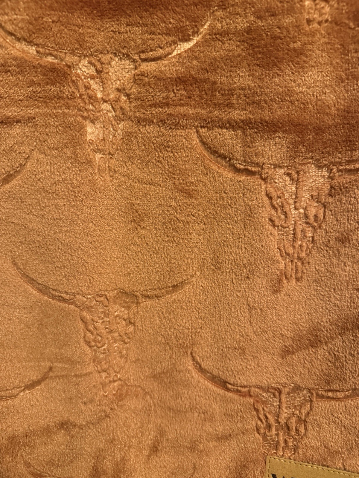 Wrangler Ultra Soft Plush Copper Colored Throw Blanket 60" x 70" Bull Skull NWT gallery