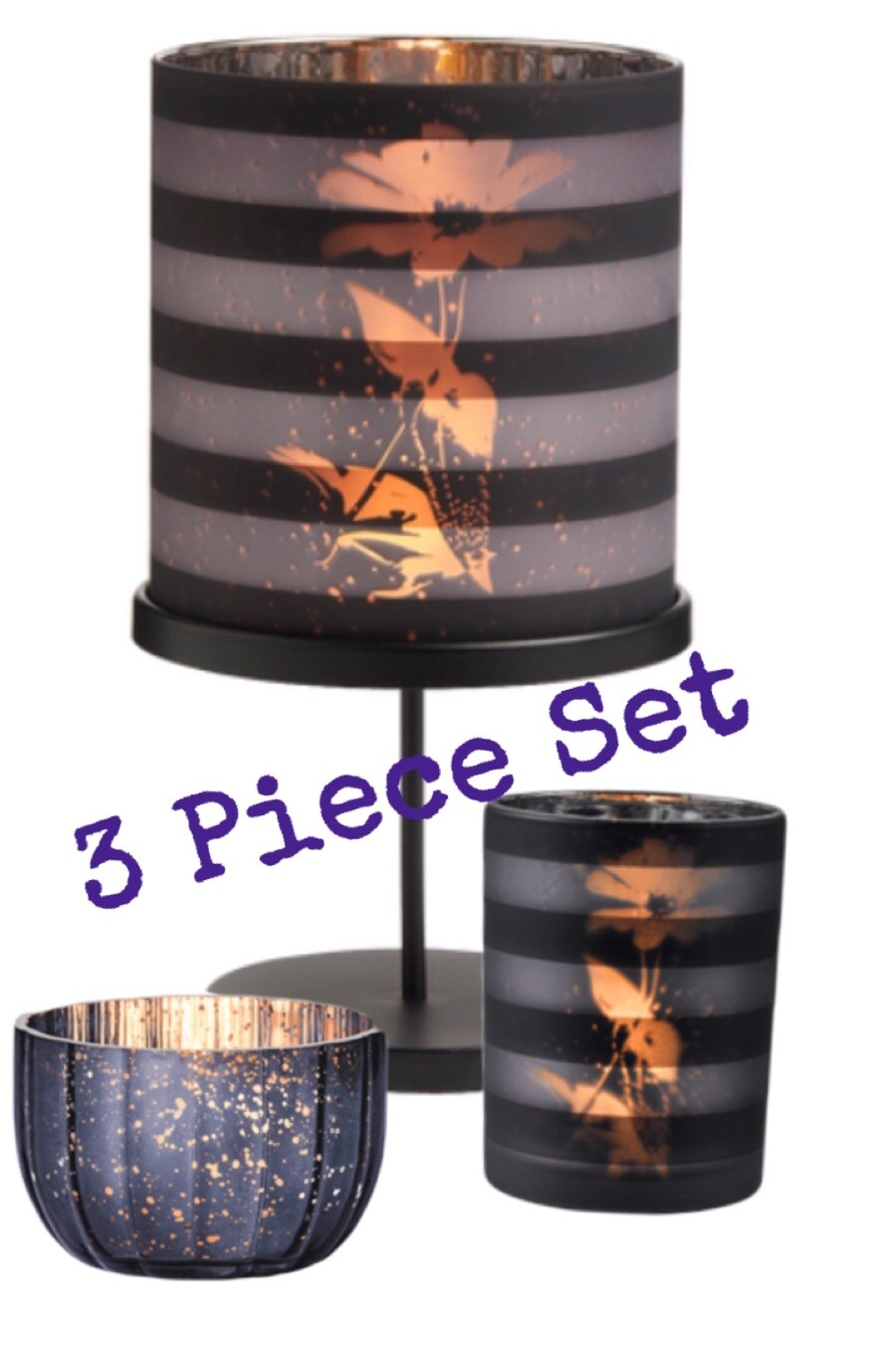 PartyLite AFTER DARK 3 Pc SET Candle Lamp, Votive Holder, &Large Tealight Holder gallery