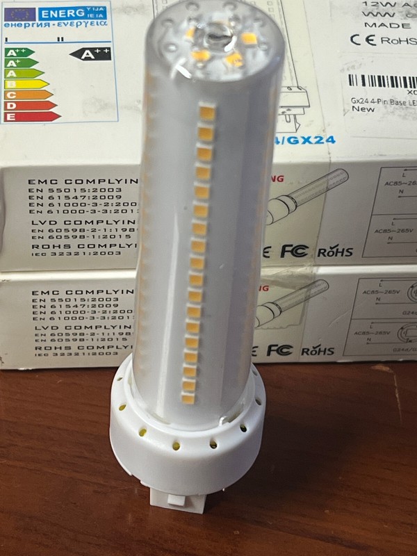 4- pack - Gx24/g24 4pin Base Light Bulbs 12w Gx24 Led Pl BYPASS Daylight 6000k gallery