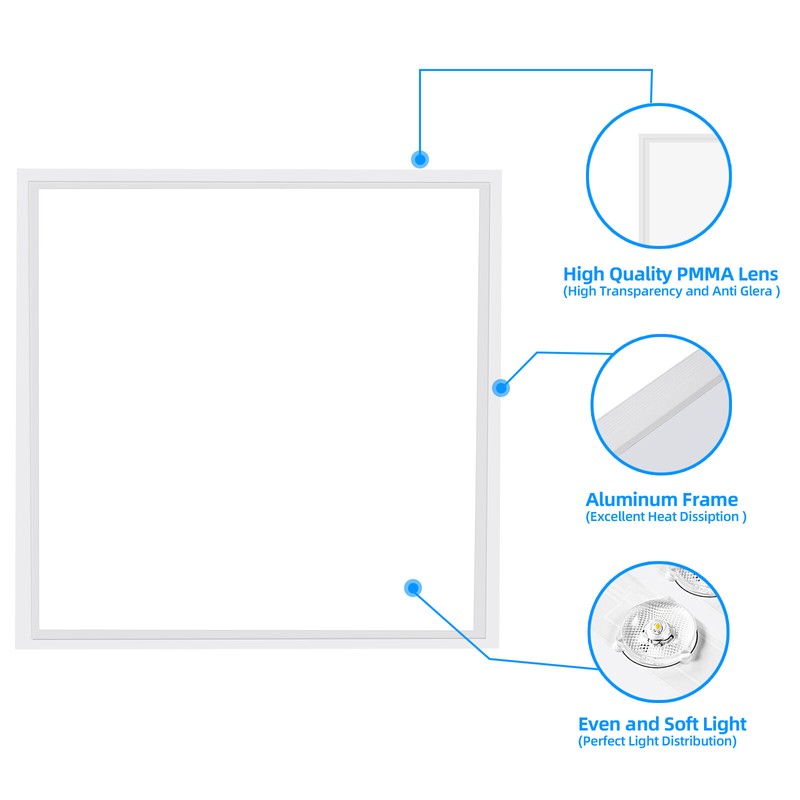 2-20PCS 2x2FT LED Flat Panel Light 5400LM 45W 5000K Dimmable Drop Ceiling Office gallery