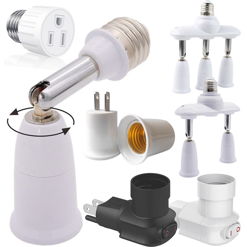 Outlet to Socket Adapter E26/E27 Light Socket to Plug Bulb Converter Lamp Holder gallery