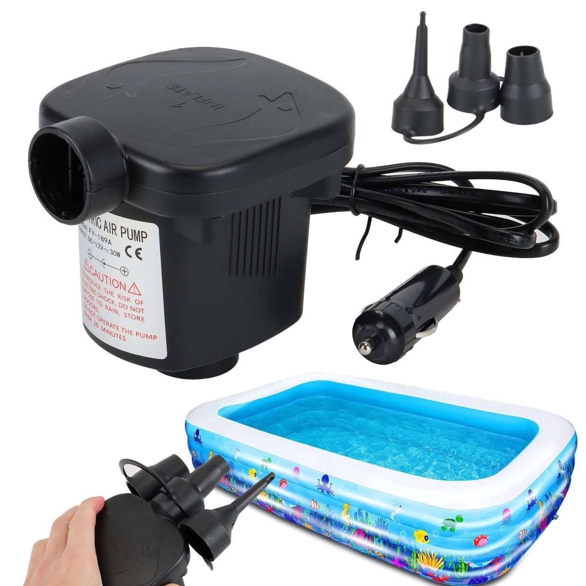 12V DC Electric Air Pump For Intex Inflatable Air Mattress Bed Boat Couch Pool gallery