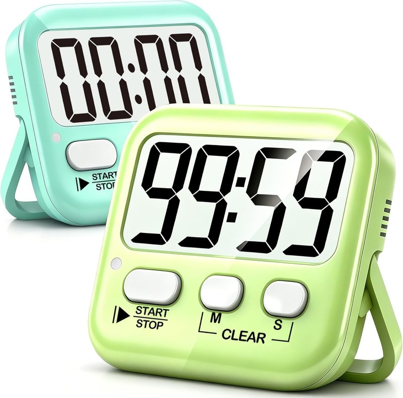 Loud/Silent 2 Pack Digital Timers - Perfect for Kitchen, Classroom & Exercise gallery