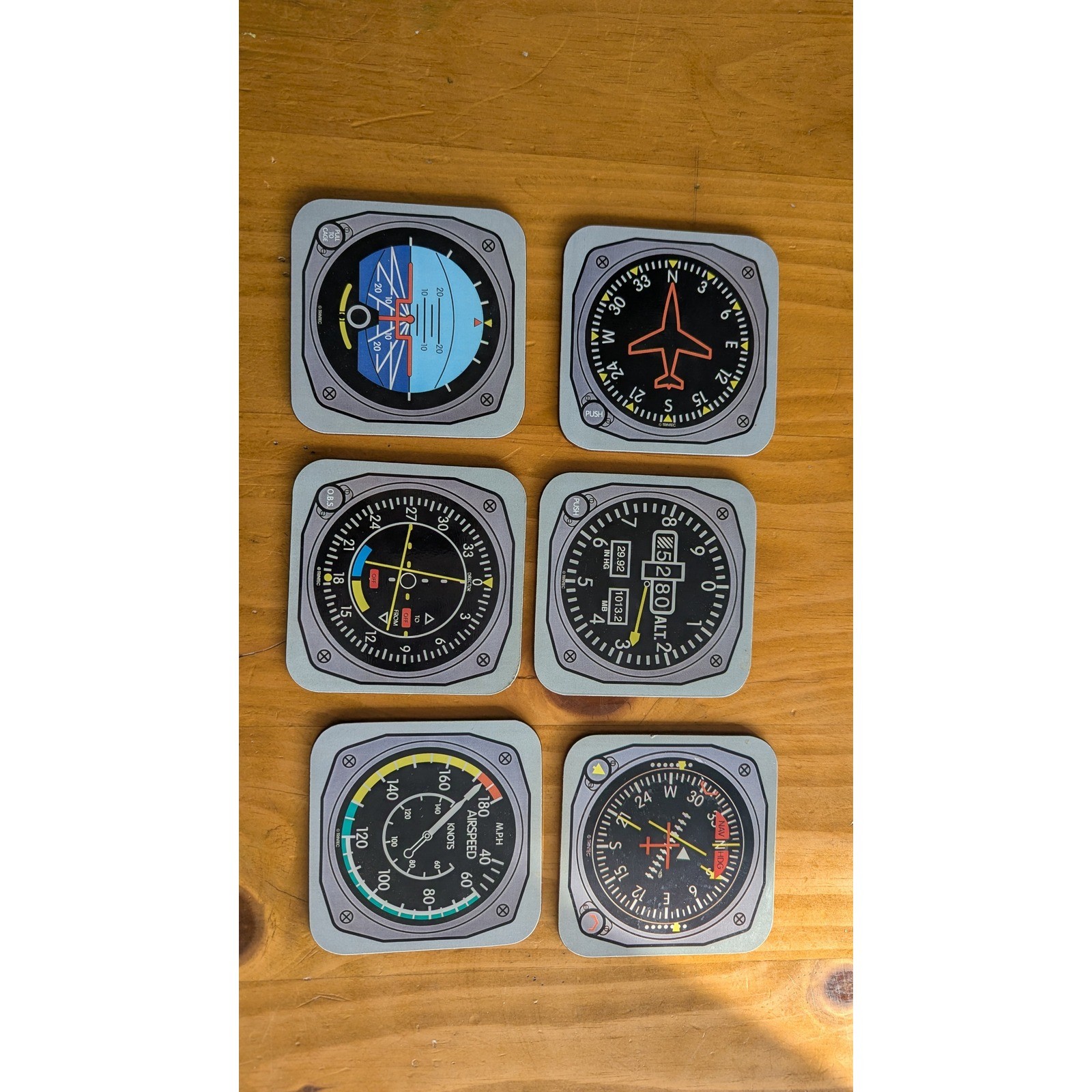 Trintec Aviation Flight Instrument Coaster Set 6 Piece Cork Backed Pilot Gift gallery