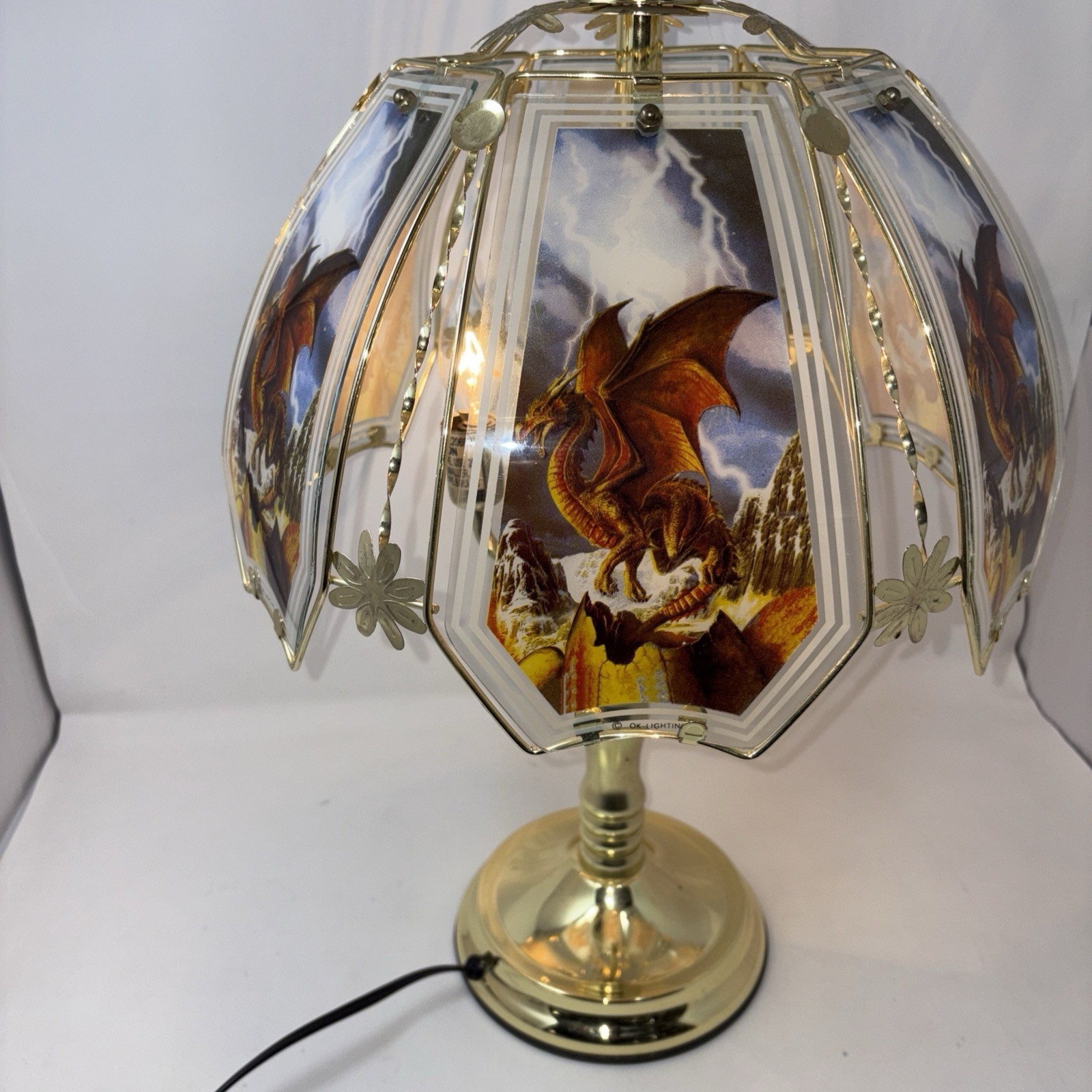 OK Lighting Dragon Touch Lamp Brass Tone 23 Inches in height 3 Light Settings gallery