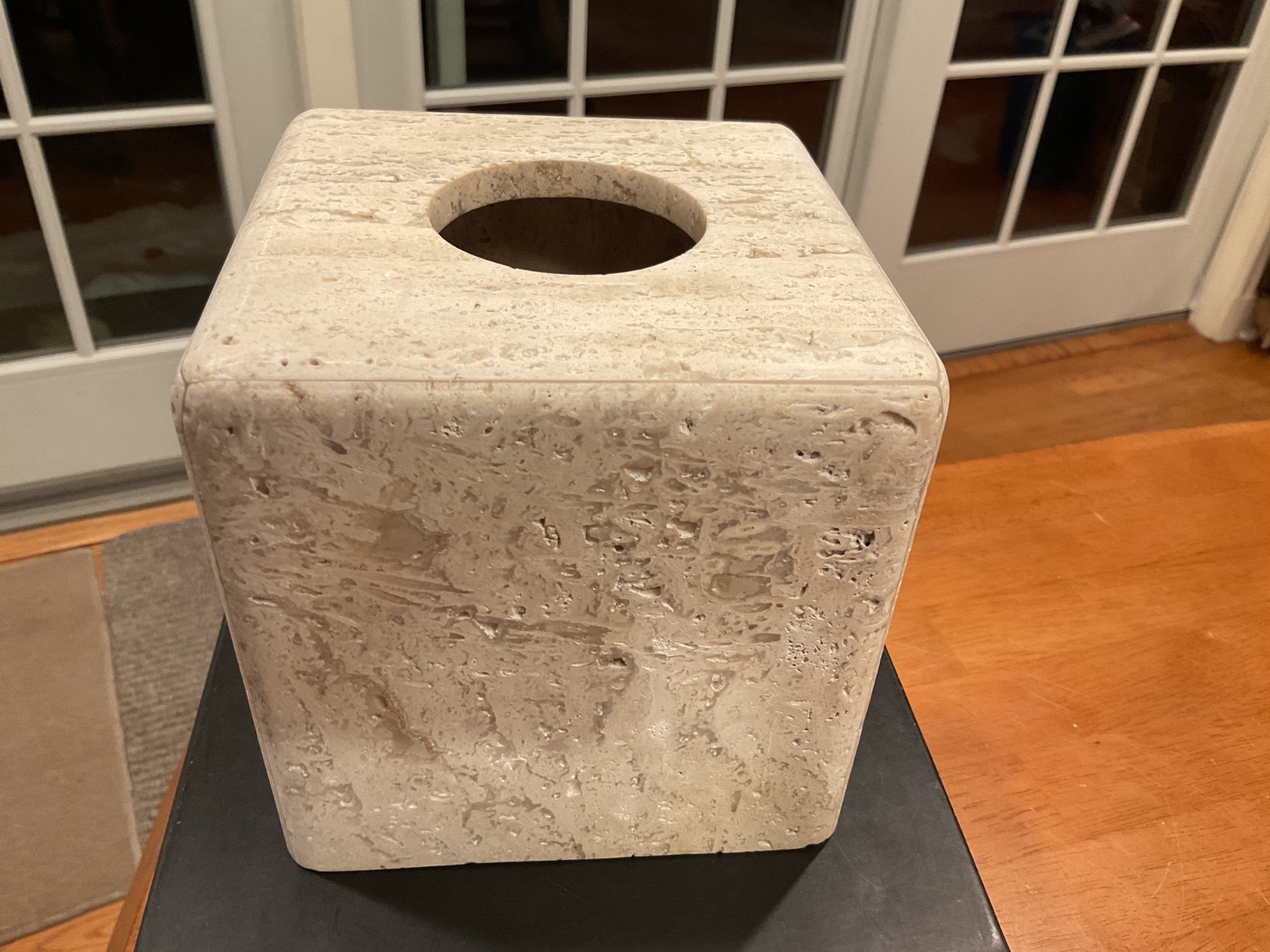 CB2 White Travertine Marble Tissue Box Cover - Excellent Condition -hard to find gallery