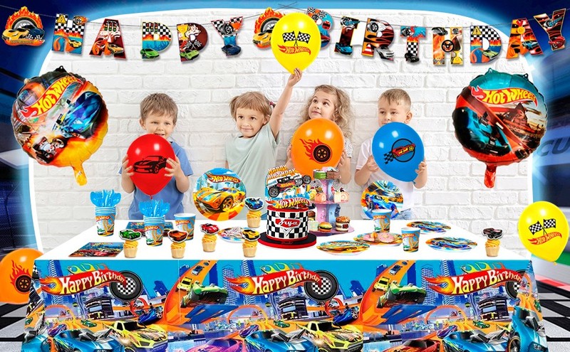 Hot Wheels Party Decorations Race Car Party Supplies Balloons Tableware Cups Set gallery