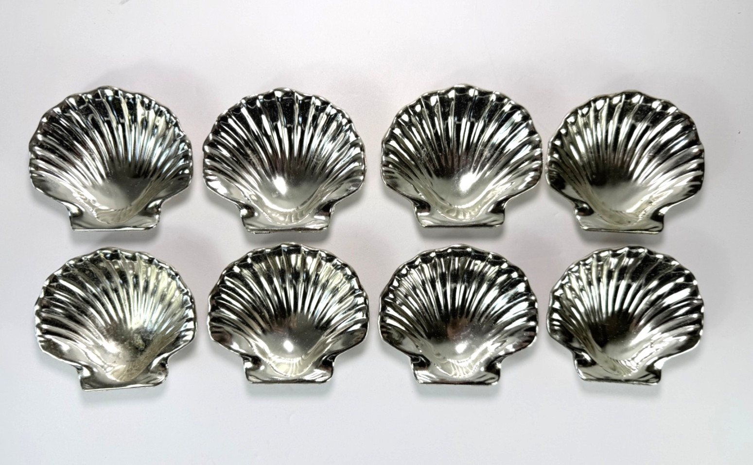 Shell Shape Dish Silver Tone Metal Candy Trinket Butter Teabag Holder VTG Set/8 gallery