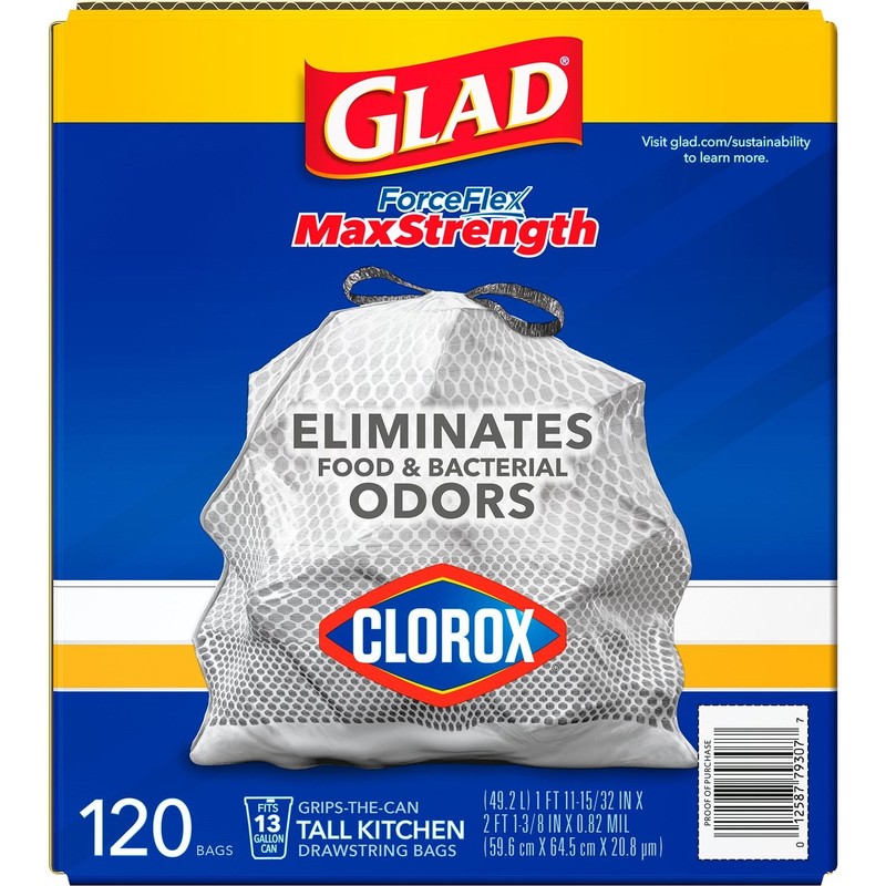 Glad ForceFlex Tall Kitchen Trash Bags With Clorox, Lemon Fresh Bleach Scent 13 gallery