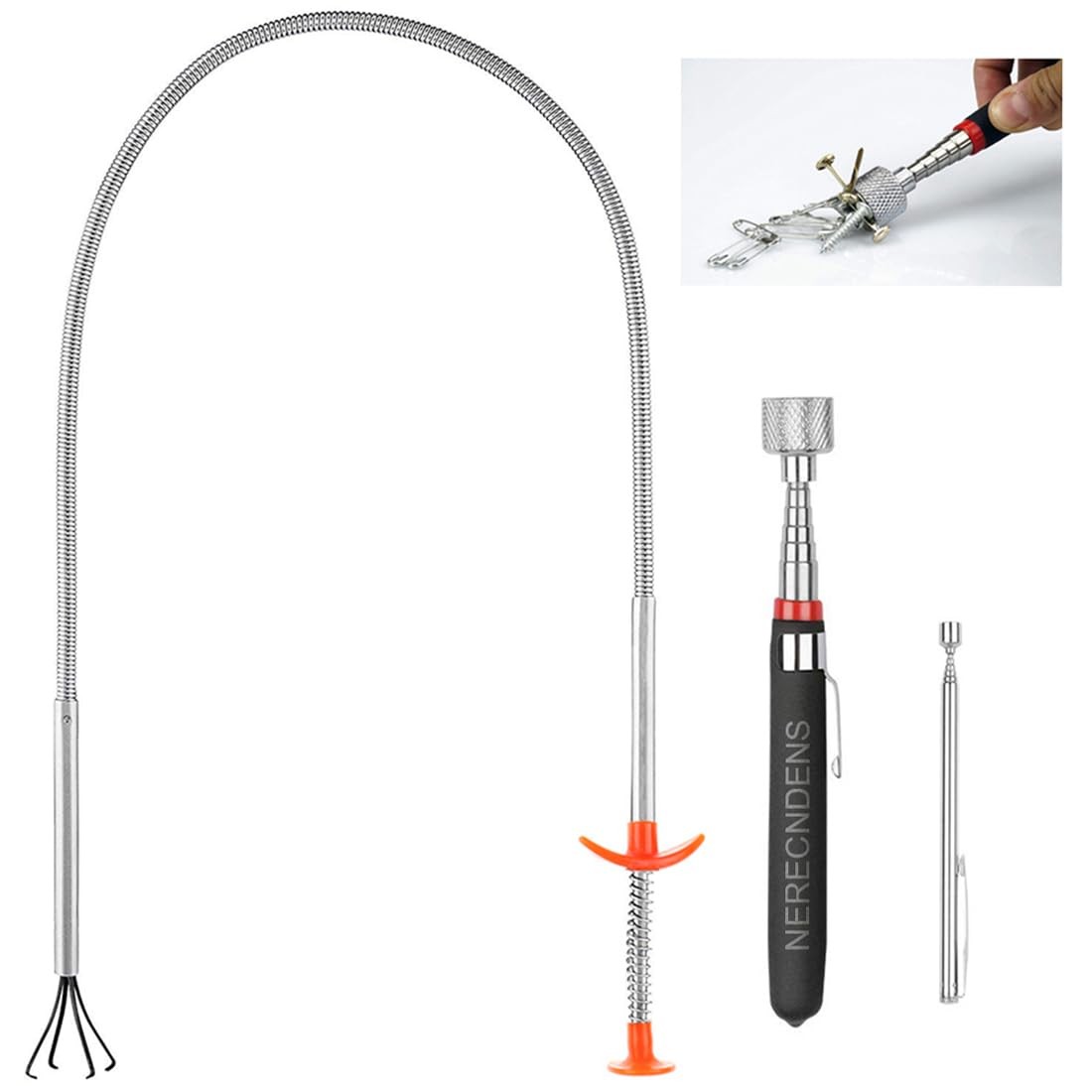 3 Pack Pick-up Tool Set - Extendable Magnetic Pick Up Tools and Flexible... gallery