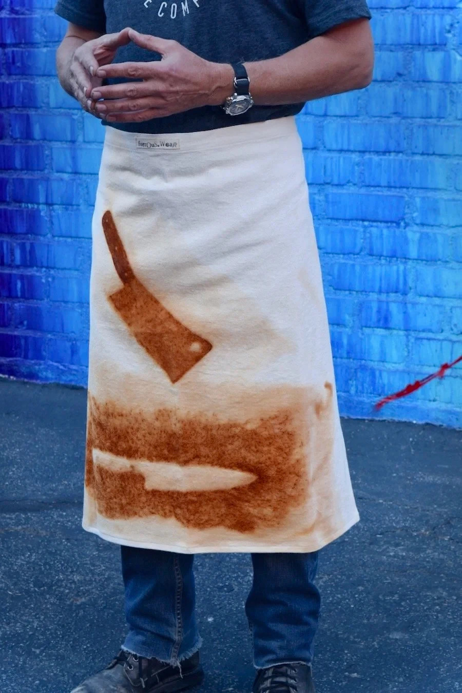 Hand Rust Dyed Long Apron 100% Organic Cotton Natural Dye Unisex Handmade gallery