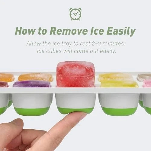 Ice Cube Tray with Lid, 4 Pack Durable Stackable Ice Cube Trays for Freezer with gallery