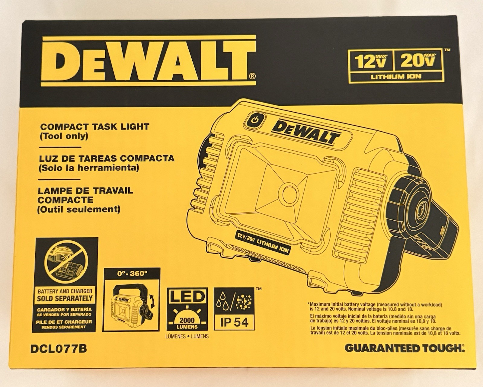 DEWALT DCL077B 12V/20V MAX Cordless LED Compact Task Work Light TOOL ONLY gallery
