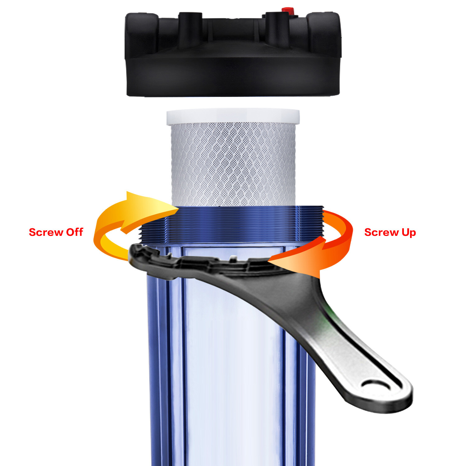 Geekpure 2 Pack 20" Water Filter Clear Housing For Whole House - 1" Outlet/Inlet gallery