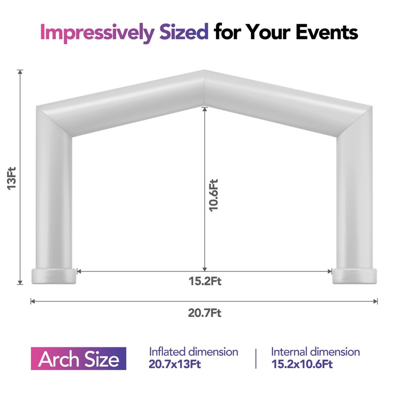 Large 21Ft Gable Inflatable Arch with built-in blower - White gallery