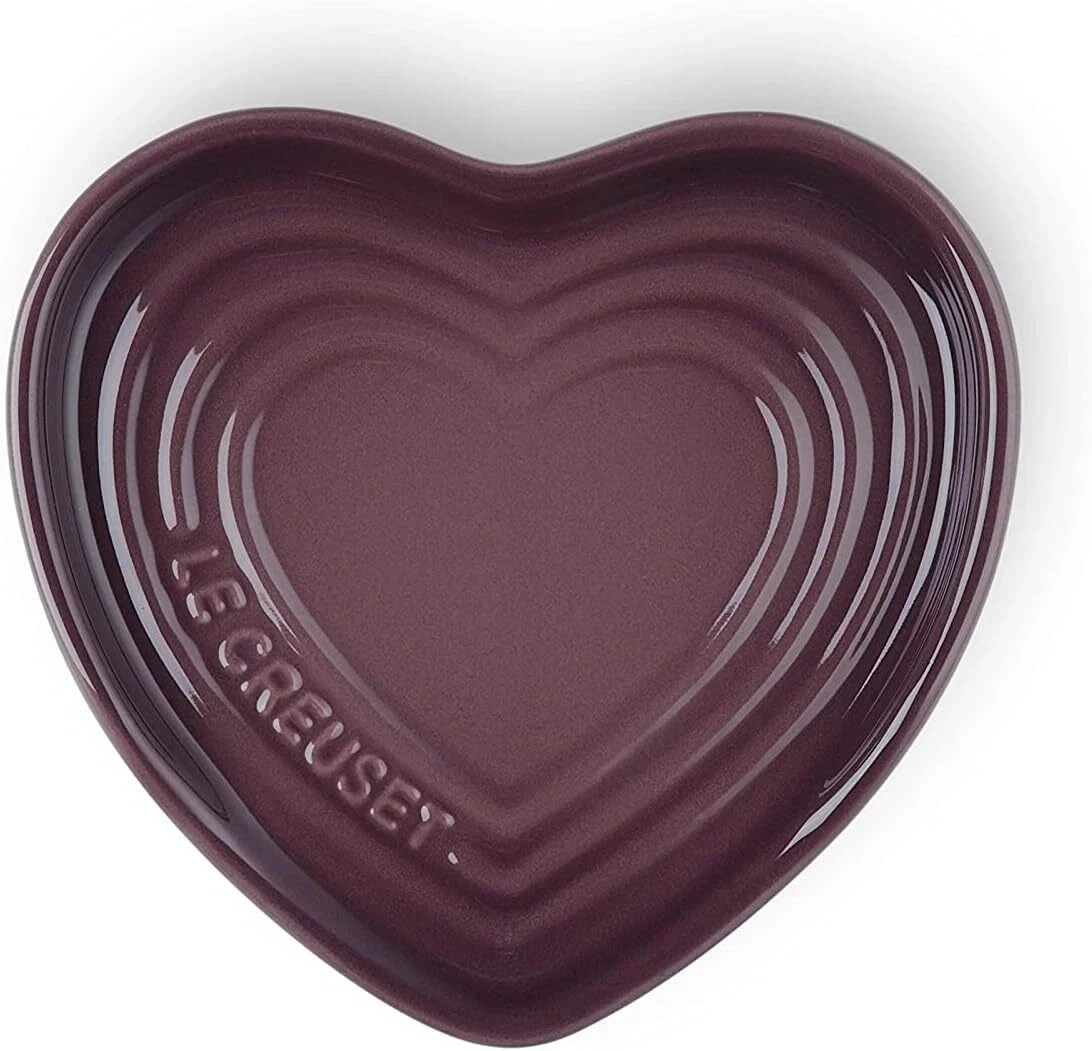 Le Creuset Stoneware Heart Shaped Spoon Rest 13 cm 5" Fig Purple NEW NIB gallery