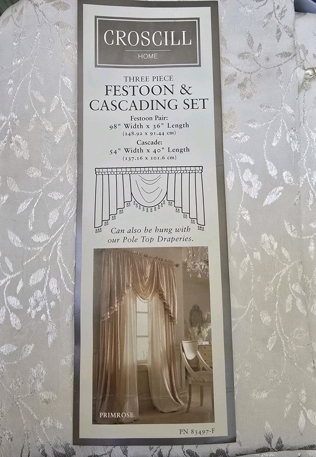 Croscill Primrose White Three Piece Festoon Cascading Valance Set gallery