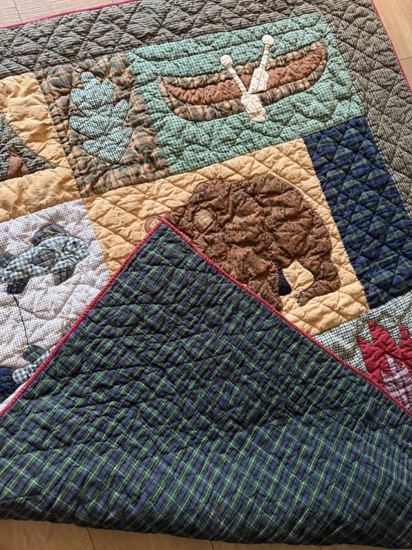Patch Magic Quilt Patchwork "Camping Memories" Cabin Bear Canoe Cotton 58x47.5” gallery