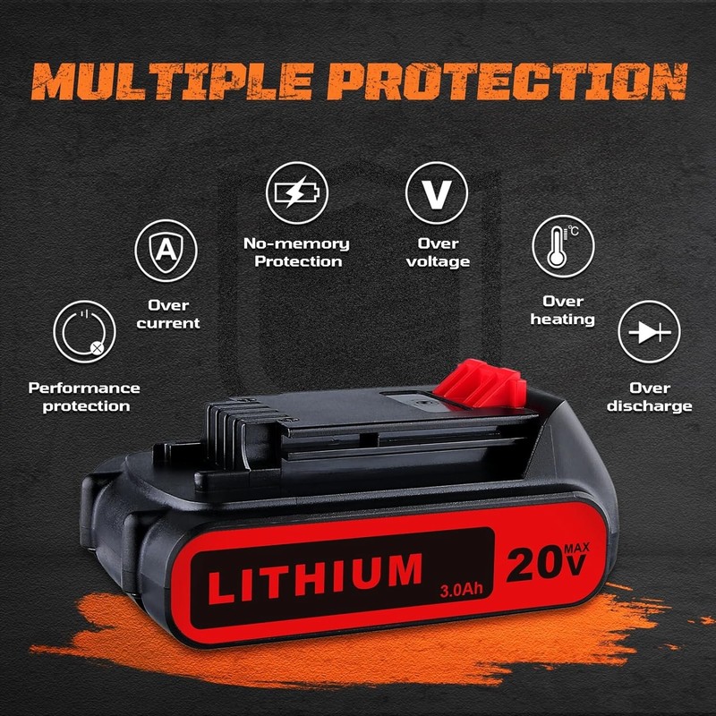 Repalecment For Black Decker 20 Volt MAX Lithium Battery LBXR20 LB20 LBX20 gallery