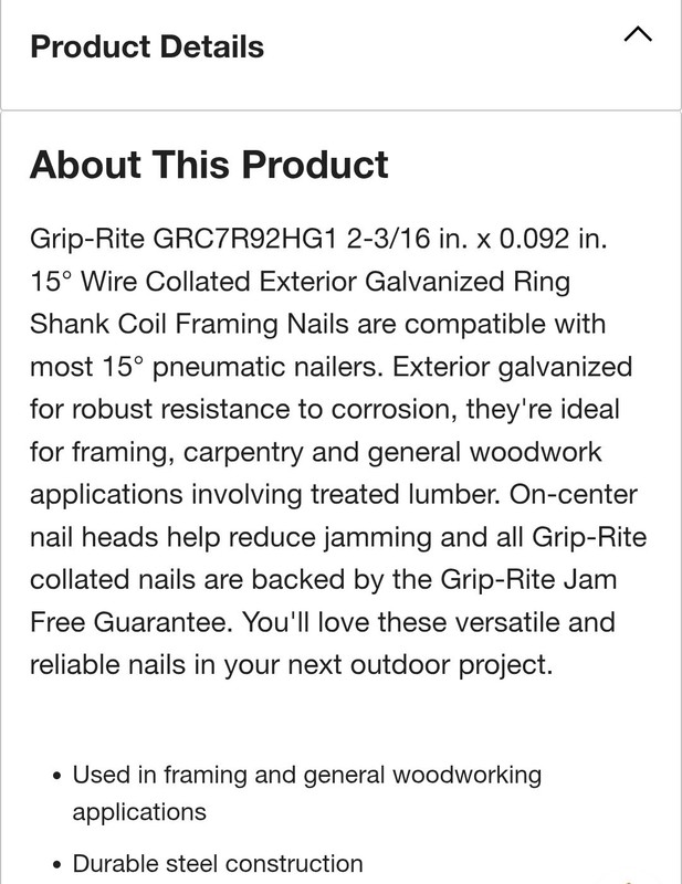 Grip Rite 2-3/16" x .092" 15 Degree Wire Weld Round Head Nails Galvanized 1200pk gallery