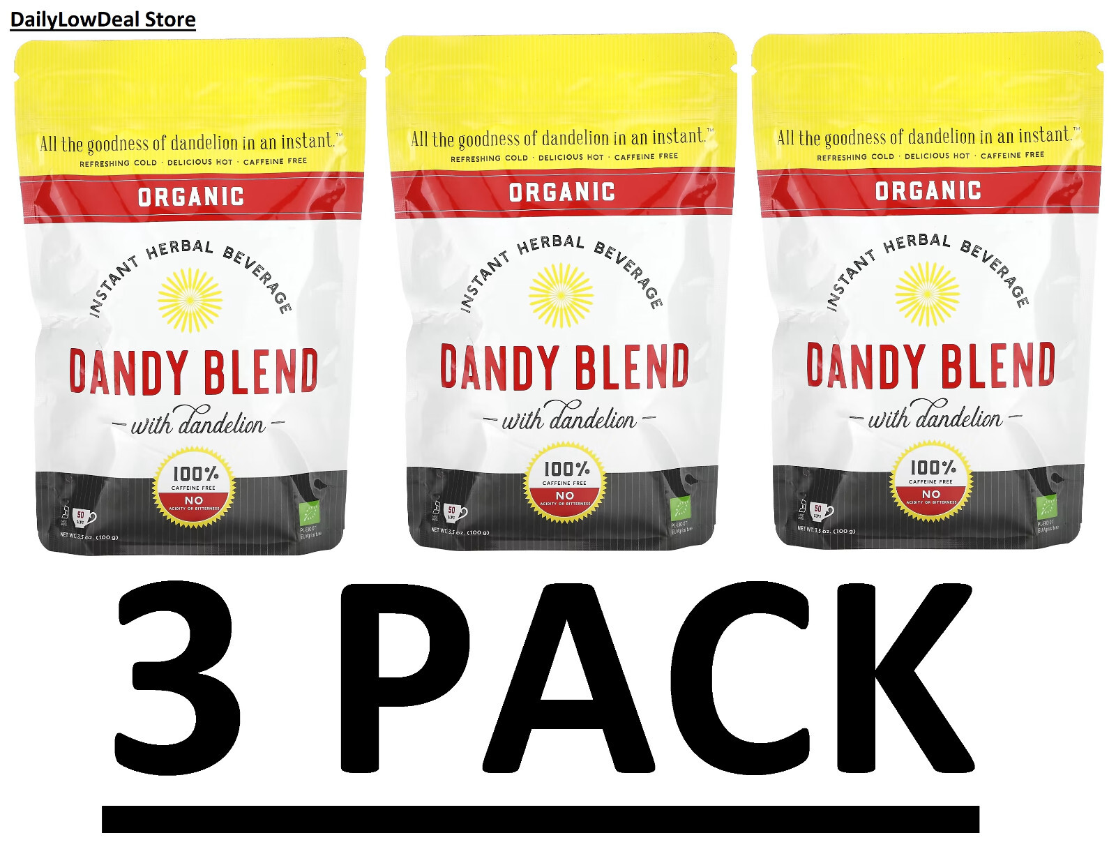 3 PACK - Dandy Blend Instant Herbal Beverage Dandelion 3.53 oz (Total 10.59 oz) gallery